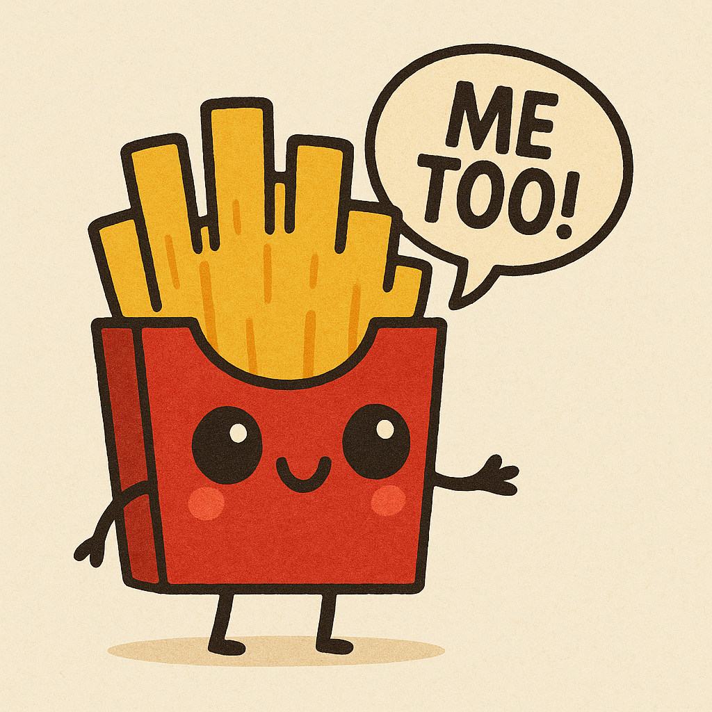 Cute French Fries saying Me Too